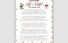 Left Right Christmas Game With Elf Poem, Gift Exchange Game, White with White Elephant Gift Exchange Poem With Numbers
