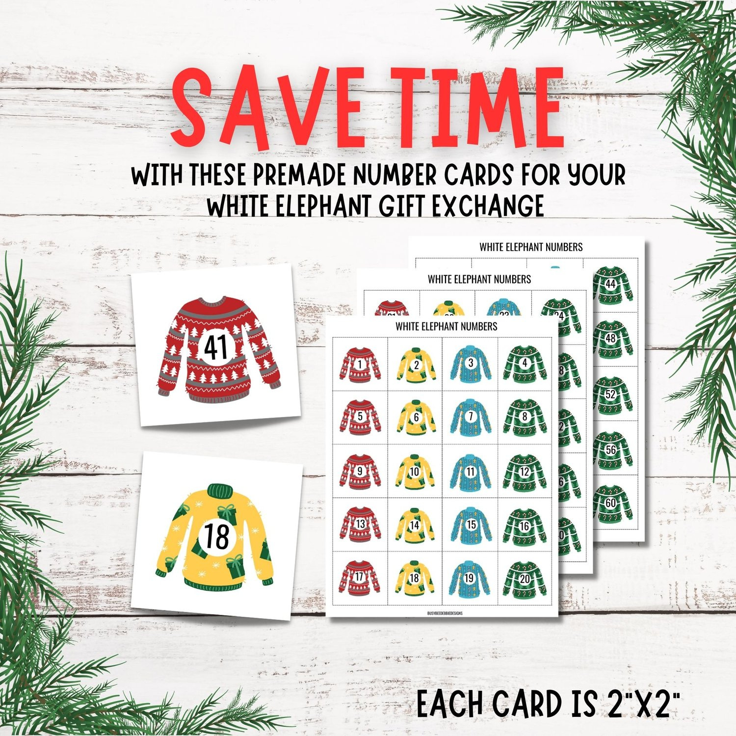 Printable Numbers For White Elephant Gift Exchange Game | Ugly for White Elephant Party Numbers