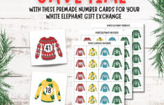 Printable Numbers For White Elephant Gift Exchange Game | Ugly inside Holiday White Elephant Numbers