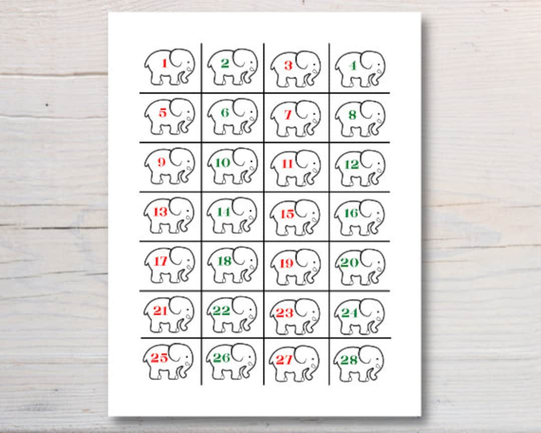 White Elephant Gift Exchange Number Cards Printable Instant inside Free Printable White Elephant Numbers