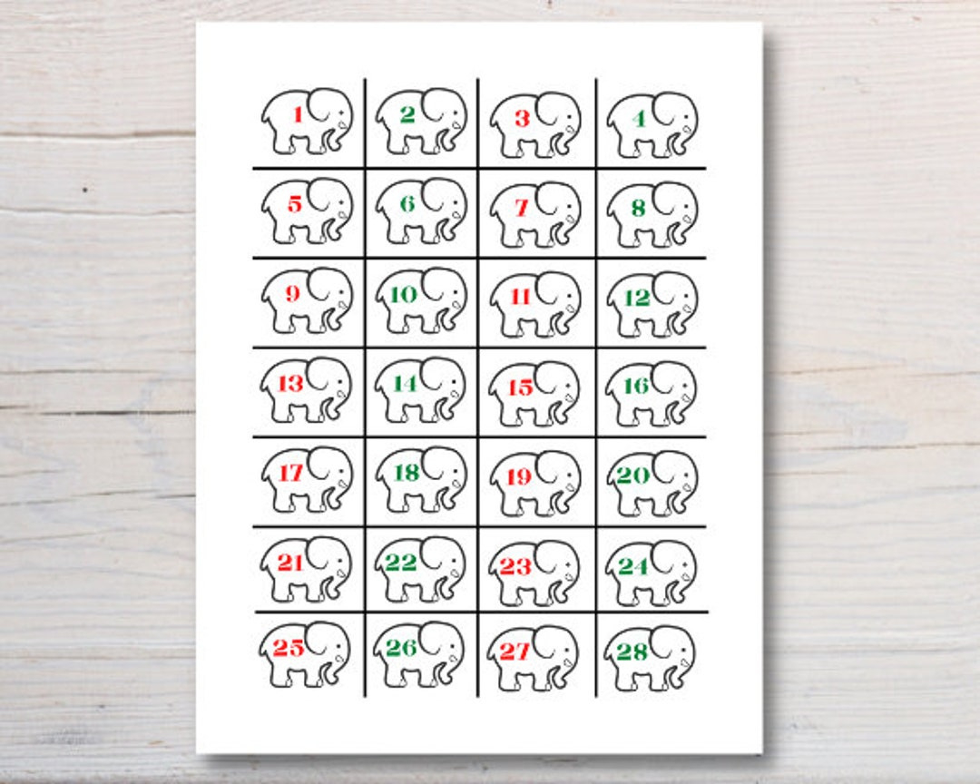 White Elephant Gift Exchange Number Cards Printable Instant inside Free White Elephant Numbers Printable