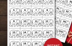 White Elephant Gift Exchange Number Cards Printable Instant pertaining to 1-100 Numbers For White Elephant