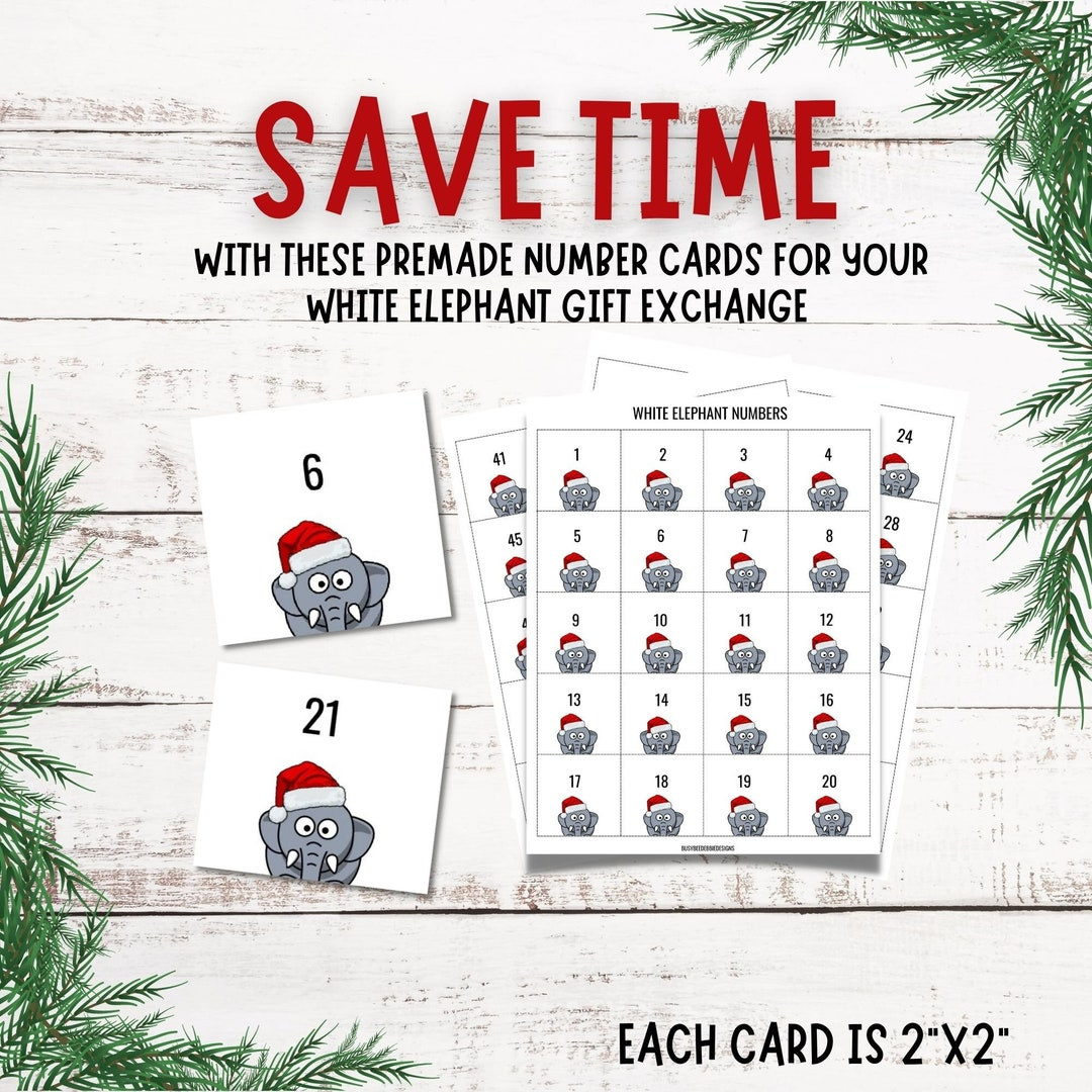 White Elephant Gift Exchange Printable Numbers Editable Download for Free White Elephant Numbers