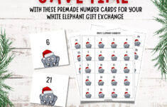 White Elephant Gift Exchange Printable Numbers | Editable Download throughout Holiday White Elephant Numbers