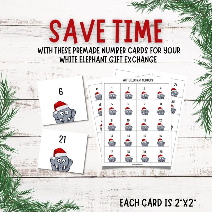 Printable Numbers For White Elephant Gift Exchange