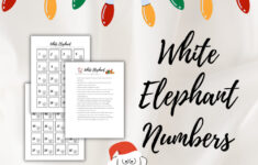 White Elephant Numbers, White Elephant Gifts Funny, White Elephant for Printable Numbers For White Elephant Game