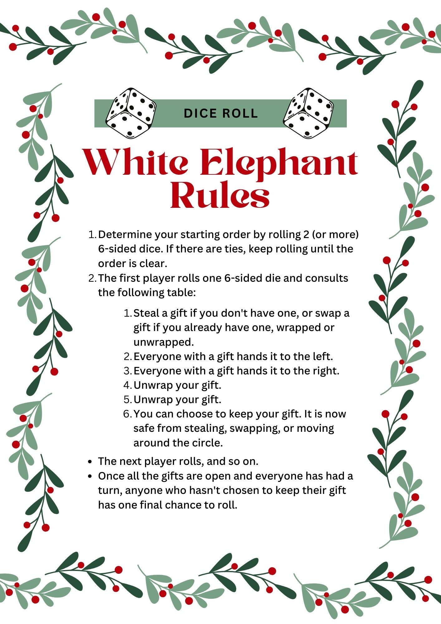 White Elephant Rules For Gift-Giving Fun [Printables] - Fun Blog throughout White Elephant Printable Rules And Numbers