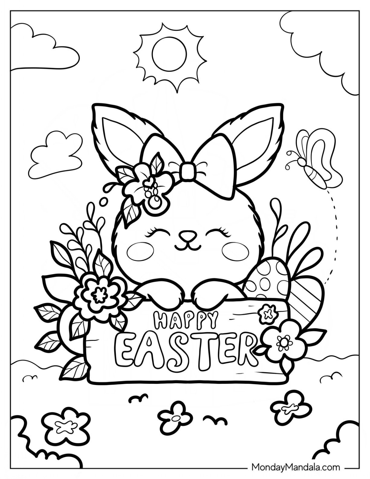 300 Easter Coloring Pages (Free Pdf Printables) inside Free Printable Easy Easter Coloring Pages
