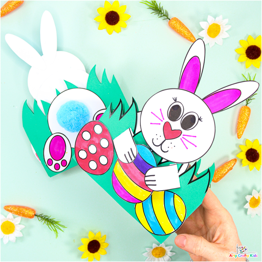 3D Pop-Up Bunny Card For Easter | Printable Easter Card - Arty for Printable Easter Template For Crafts