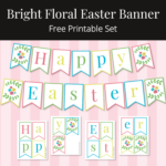 Bright Floral Happy Easter Banner Free Printable For Spring Decor Within Free Printable Happy Easter Banner Printable