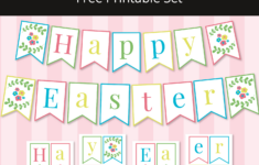 Bright Floral Happy Easter Banner Free Printable For Spring Decor within Free Printable Happy Easter Banner Printable