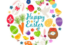 Cartoon Spring Happy Easter Printable Vector Banner With Eggs with Printable Happy Easter Pictures
