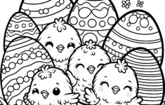 Cheerful Easter Chicks And Many Easter Eggs: Download Free for Printable Easter Chicks