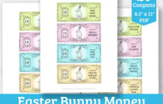 Easter Bunny Money - 20 Easter Coupons For Egg Fillers - Printable in Easter Bunny Money Printable