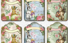 Easter Bunny Vintage Gift Tags, Easter Decorations, Printable with regard to Printable Vintage Easter Tags