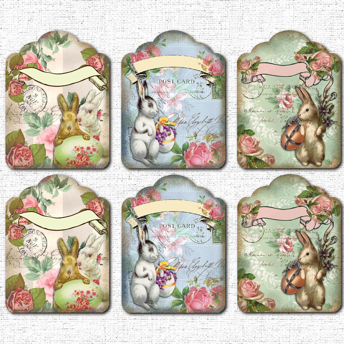 Easter Bunny Vintage Gift Tags, Easter Decorations, Printable with regard to Printable Vintage Easter Tags