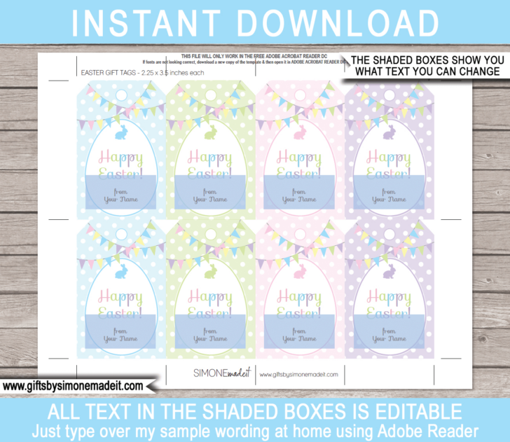 Editable Easter Gift Tags Free Printable