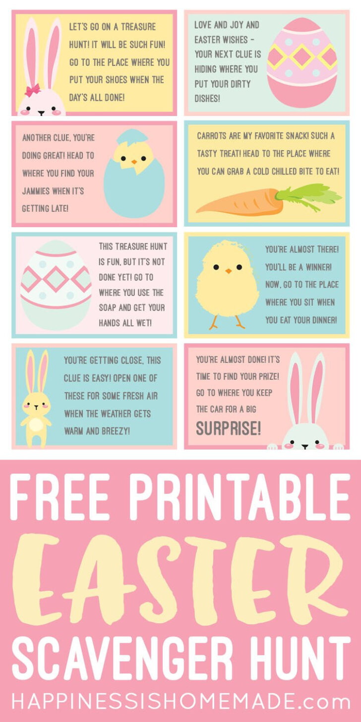 Easter Eggs Hunt Clues Printable