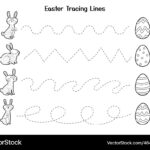 Easter Tracing Lines Worksheet For Kids Royalty Free Vector In Easter Tracing Printable