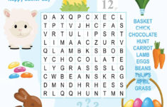 Easy Word Search Crossword Puzzle 'Happy Easter Day', For Children with Easy Easter Crossword Puzzles Printable