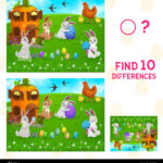Find Differences Kids Game With Vector Easter Egg Hunt. Children Intended For Spot The Difference Easter Printable