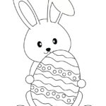 Free Printable Coloring Page | Cute Bunny With Decorated Egg Throughout Free Printable Happy Easter Coloring Pages