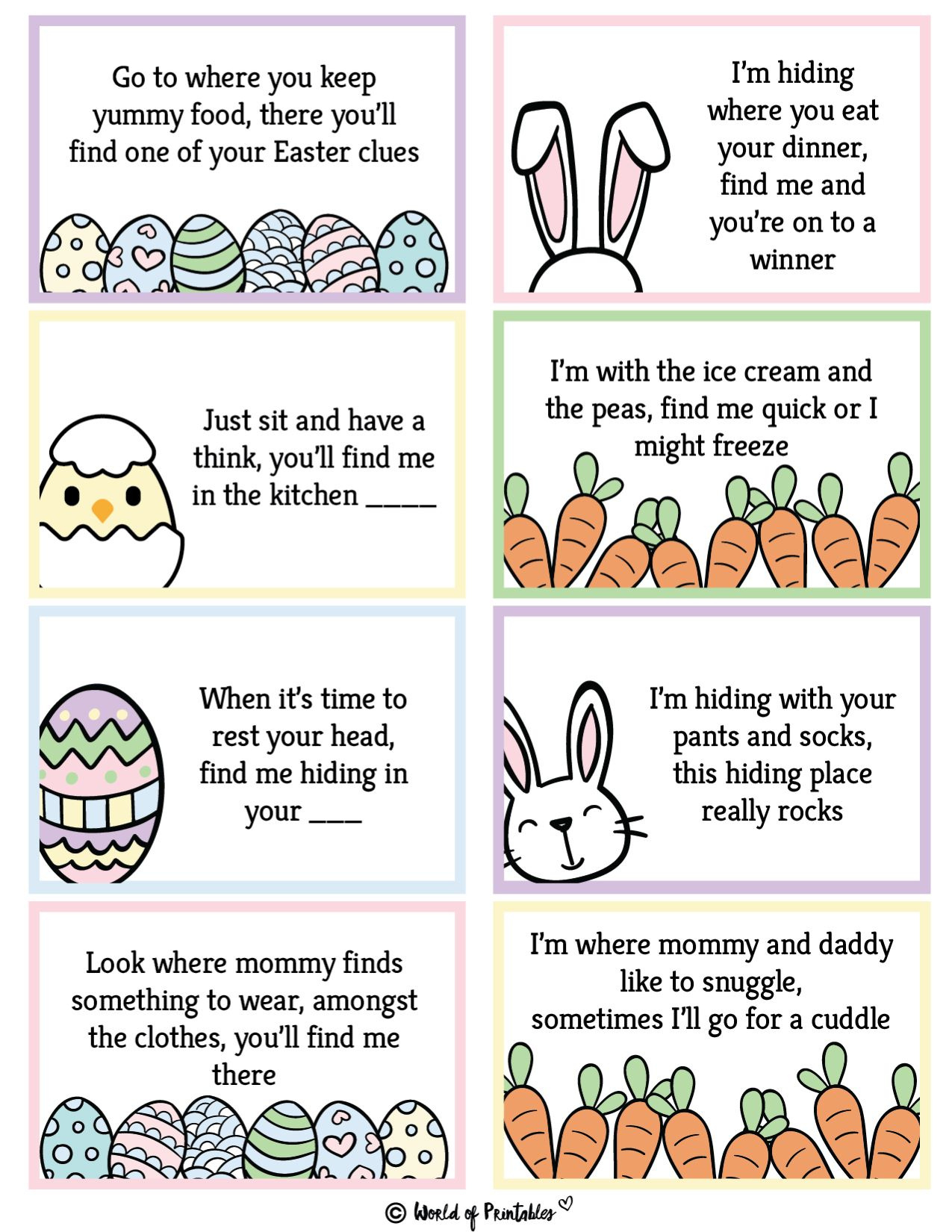 Free Printable Easter Egg Hunt Clues - World Of Printables throughout Easter Eggs Hunt Clues Printable