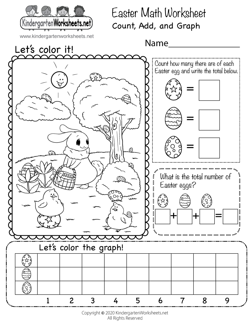 Free Printable Easter Math Worksheet throughout Easter Math Printable