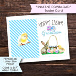 Happy Easter Grandson Card, Printable Easter Card, Easter Card For With Free Printable Easter Cards For Grandchildren