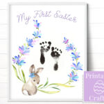 My First Easter Keepsake, Printable Easter Bunny Footprint Art For My First Easter Printable