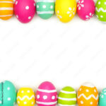 Poster Colorful Easter Egg Double Border Over White – Wall Art Intended For Printable Easter Eggs Border