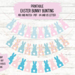 Printable Easter Bunting Banner Bunny Garland Mix And Match Within Easter Bunting Printable