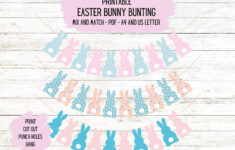 Printable Easter Bunting Banner Bunny Garland Mix And Match within Easter Bunting Printable