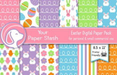 Printable Easter Digital Paper Pack, Spring Easter Bunny Eggs intended for Easter Paper Printable