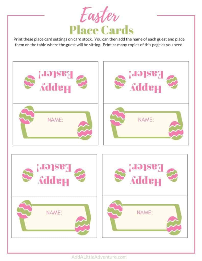 Printable Easter Place Cards - Add A Little Adventure inside Free Printable Easter Name Place Cards