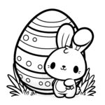 Sweet Easter Bunny With A Huge Easter Egg: Simple Coloring Page (Free) Pertaining To Printable Easter Eggs And Bunnies