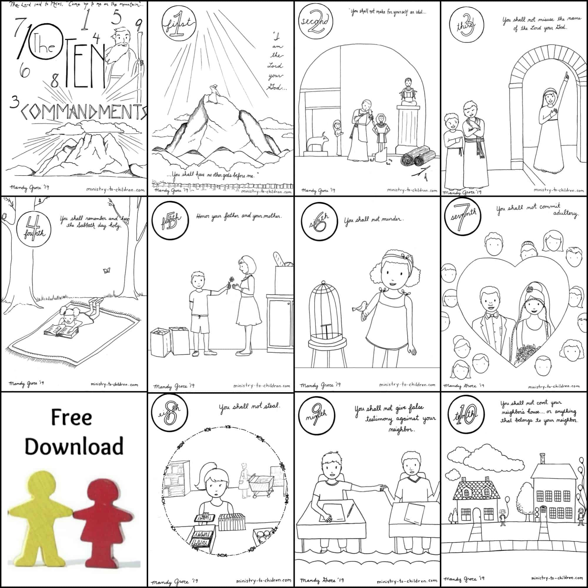 10 Commandments Coloring Book [Free Printable Pdf] Pages For Kids intended for Ten Commandments Printable Free