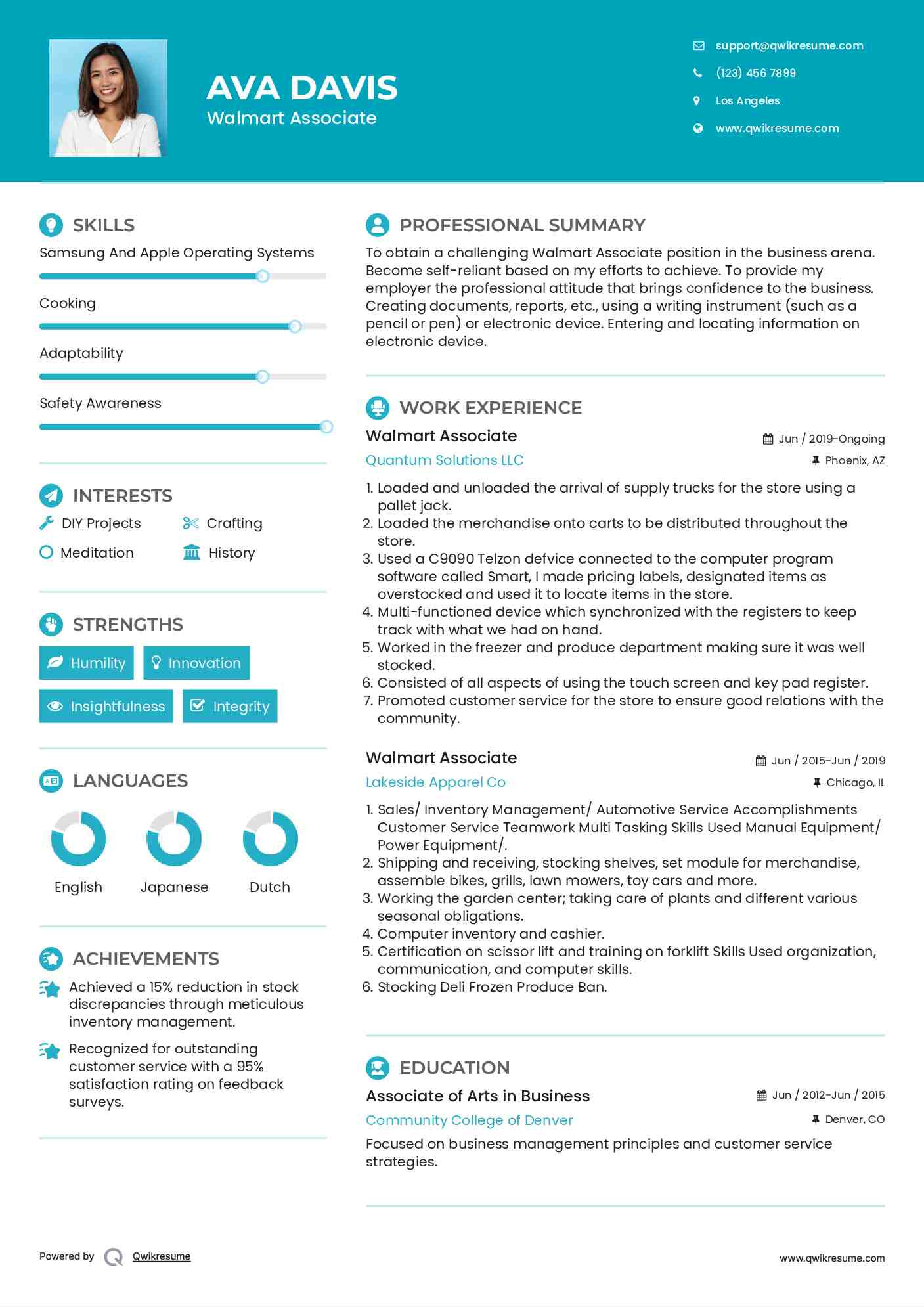 10+ Walmart Associate Resume Samples &amp;amp; Templates For 2025 with Free Printable Job Application For Walmart