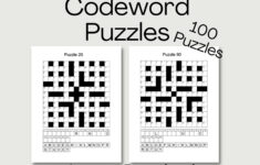 100 Codeword Puzzles: Coded Crosswords (Printable Pdf) – Etsy intended for Free Printable Codewords