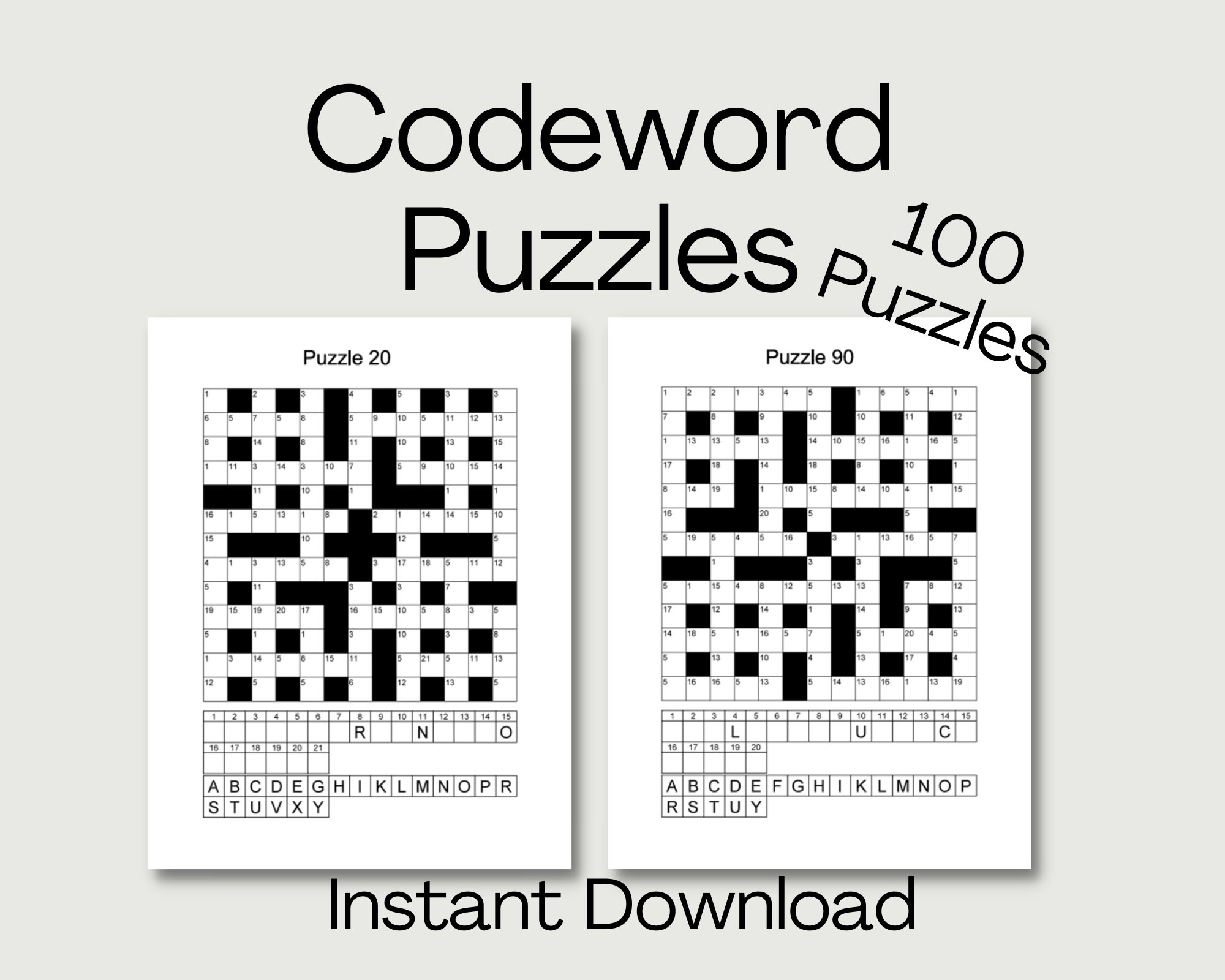 100 Codeword Puzzles: Coded Crosswords (Printable Pdf) - Etsy intended for Free Printable Codewords