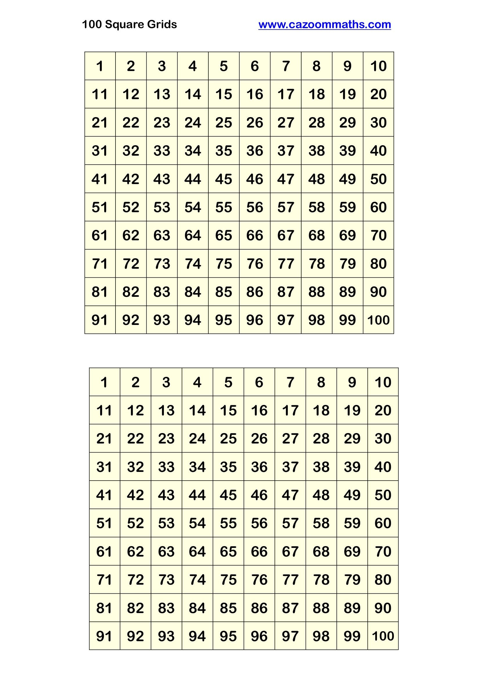 100 Square Grids (2 Per Page) | Free Teaching Resources within 100 Square Printable Free