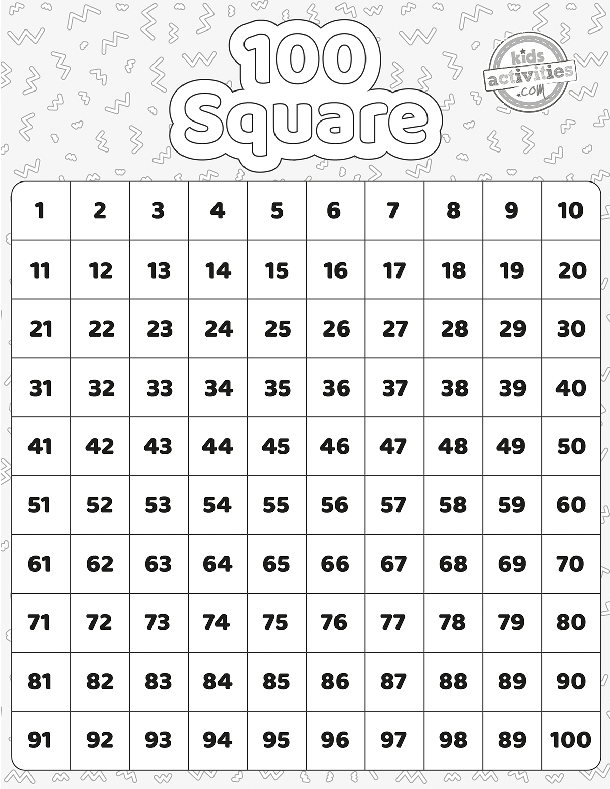 100 Square Printable - Free Resources Kids Activities Blog with 100 Square Printable Free