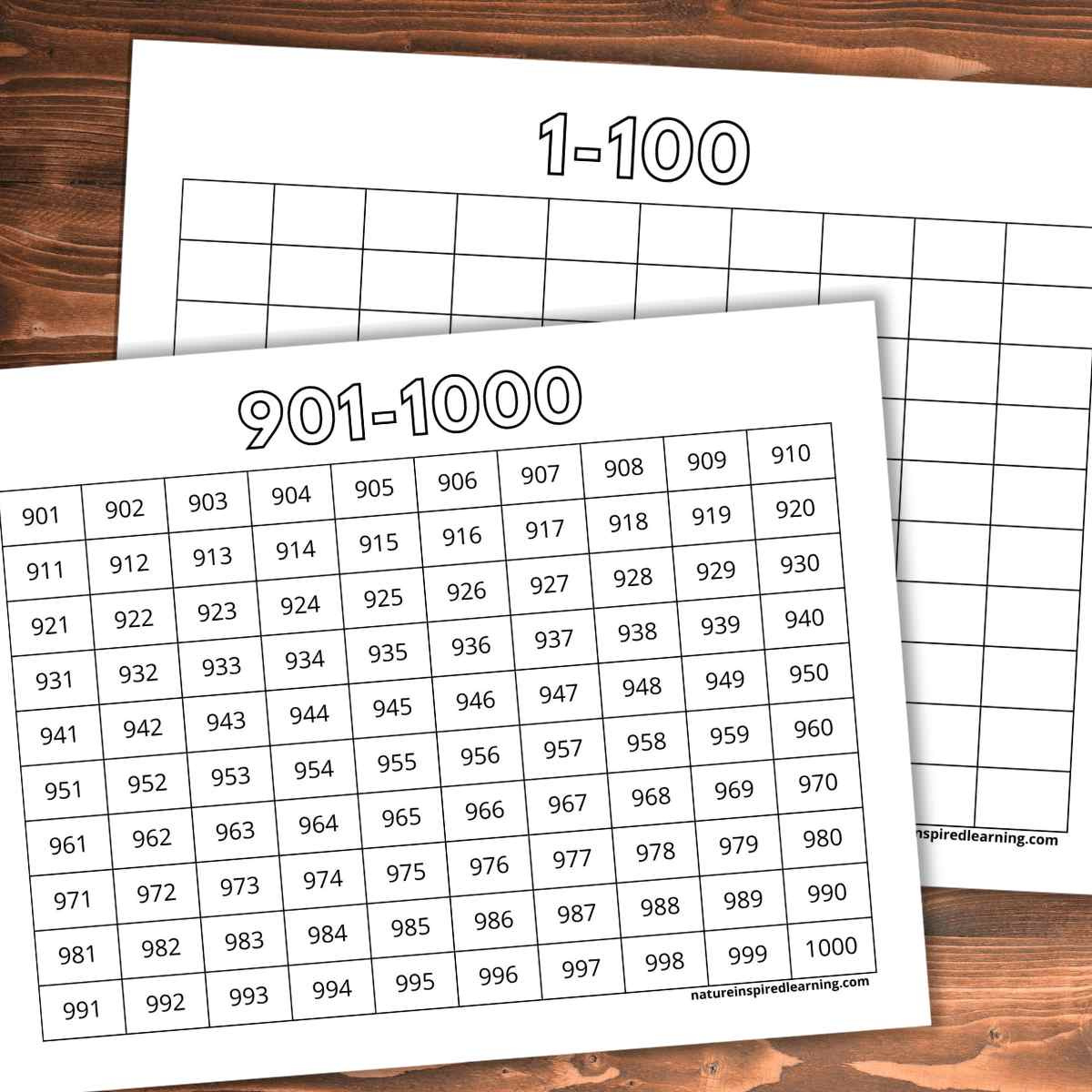 1,000 Number Charts - Nature Inspired Learning within 1000s Chart Free Printable