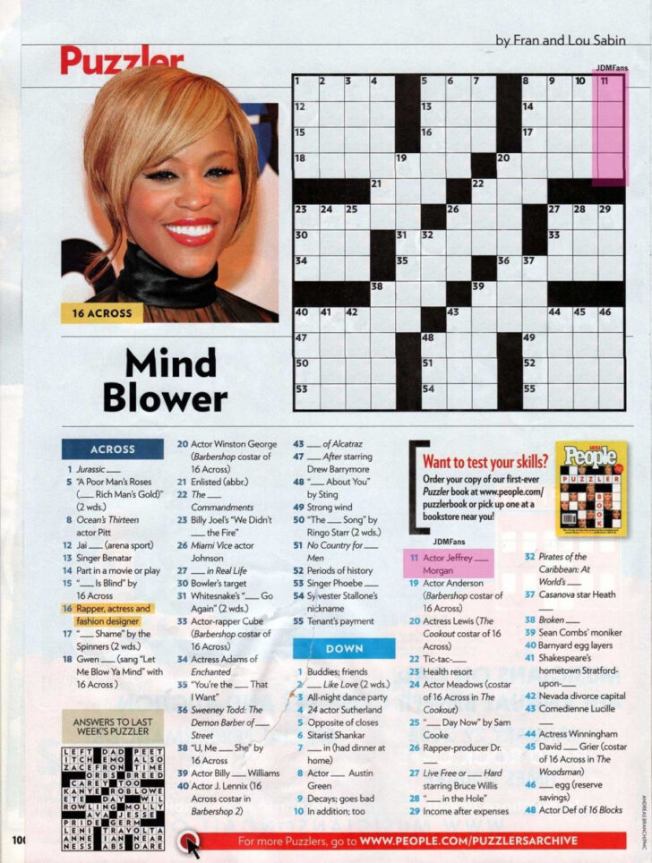 Free Printable People Magazine Crossword Puzzles