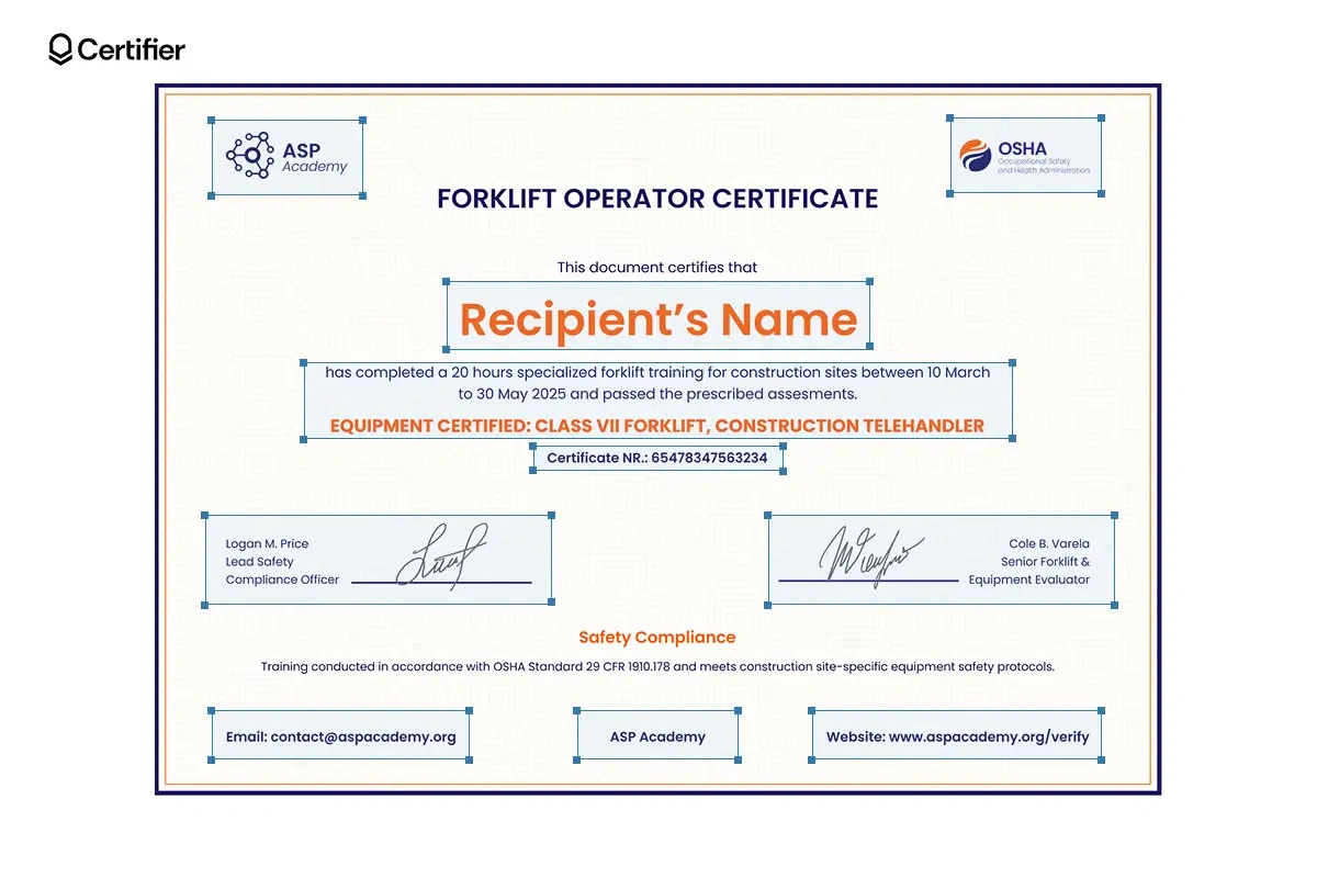 15 Forklift Certificate Templates: Free &amp;amp; Customizable in Free Wallet Size Certification Card Template