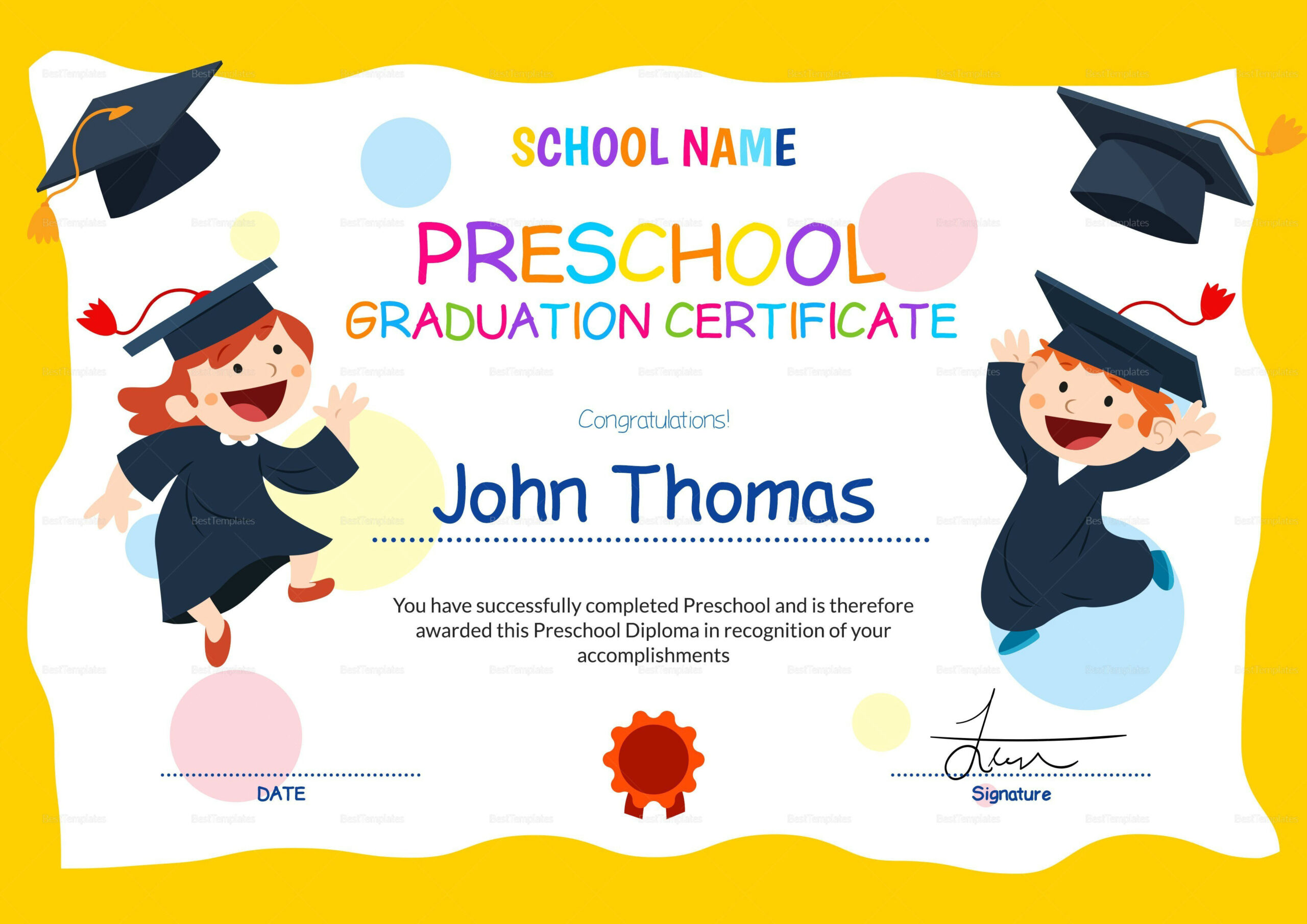 18+ Preschool Certificate Templates - Pdf with regard to Free Printable Preschool Graduation Certificate