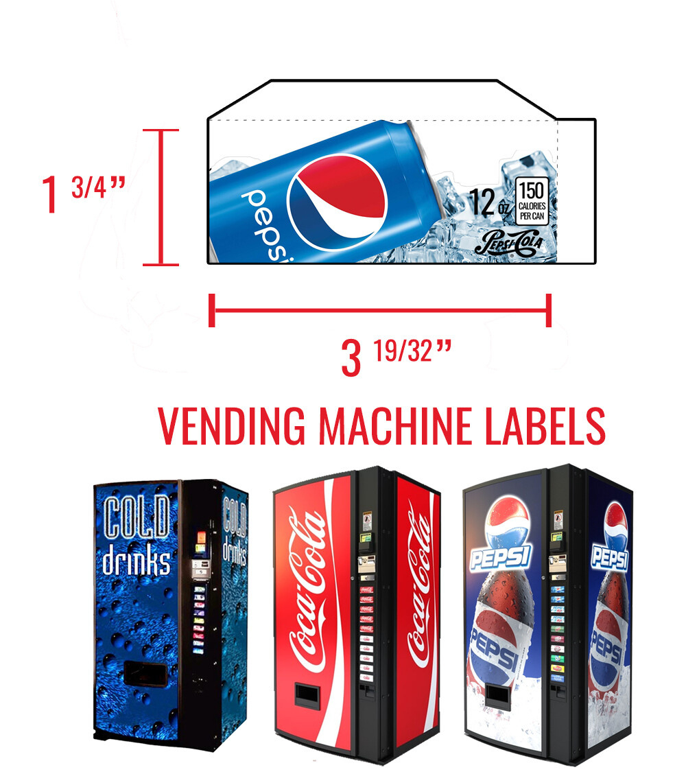 (20) Dixie Narco 501E 12 Oz &amp;quot;Can&amp;quot; Vend Labels - Flavor Strips - Variety Pack with Free Printable Pepsi Cola Vending Labels