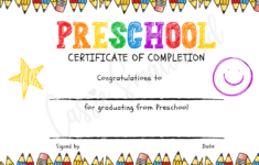 20 Preschool And Kindergarten Graduation Certificates (Free for Free Printable Preschool Graduation Certificate