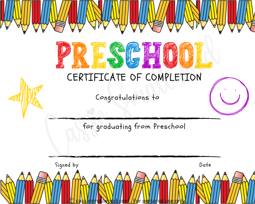 20 Preschool And Kindergarten Graduation Certificates (Free for Free Printable Preschool Graduation Certificate
