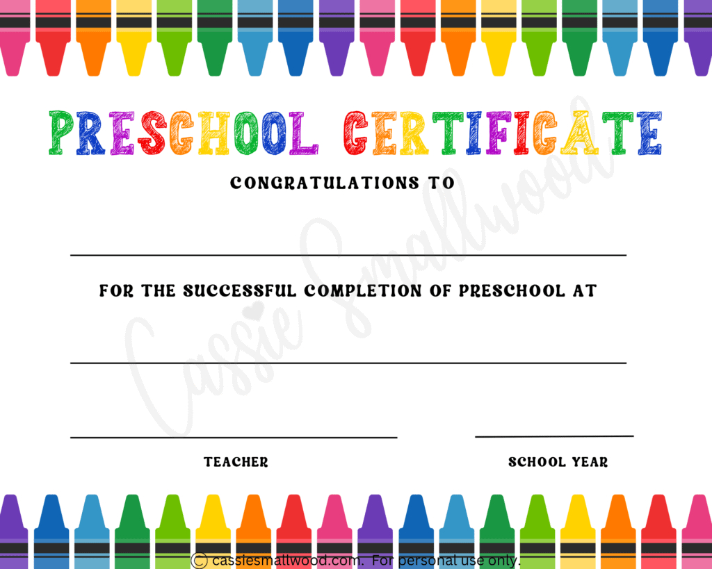 20 Preschool And Kindergarten Graduation Certificates (Free in Free Printable Preschool Certificates